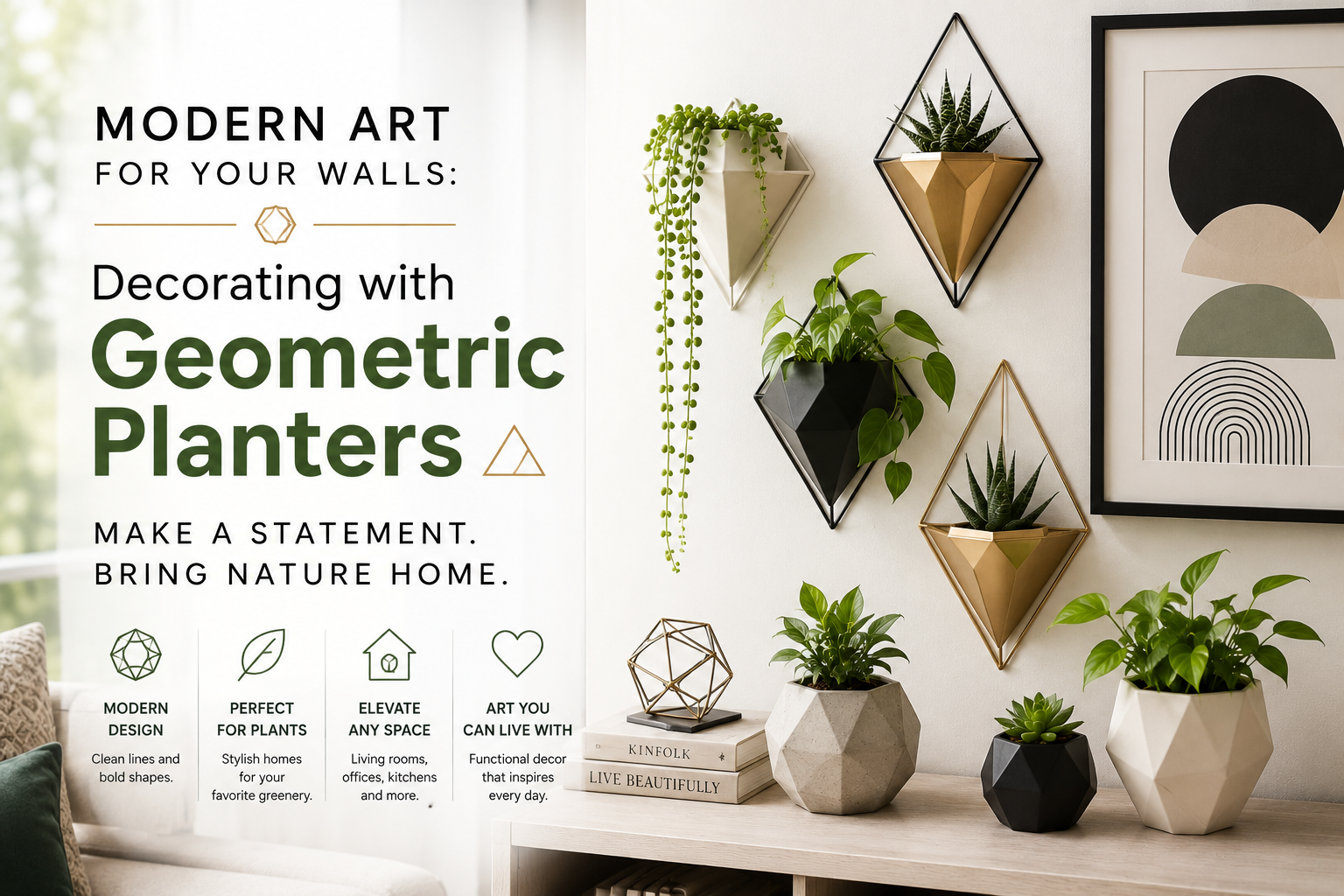 Modern Art for Your Walls: Decorating with Geometric Planters 📐