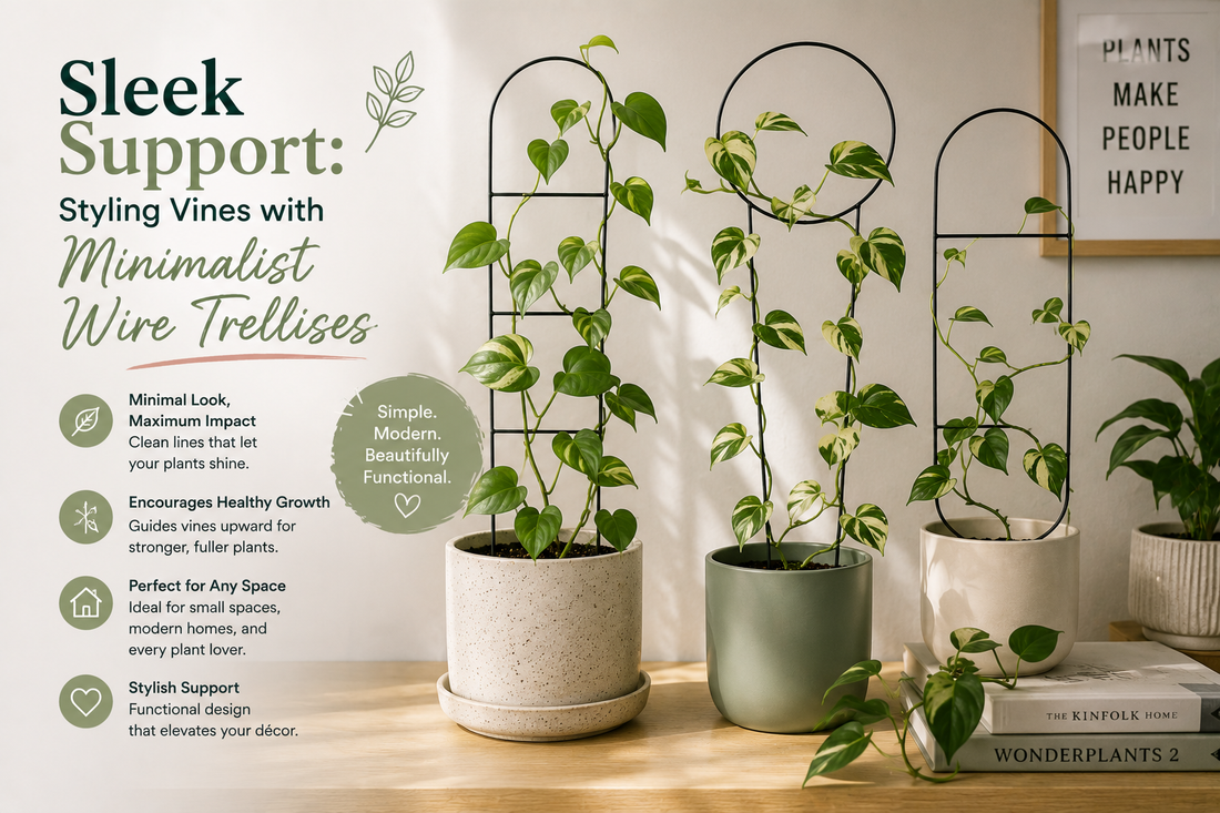 Sleek Support: Styling Vines with Minimalist Wire Trellises 🌿