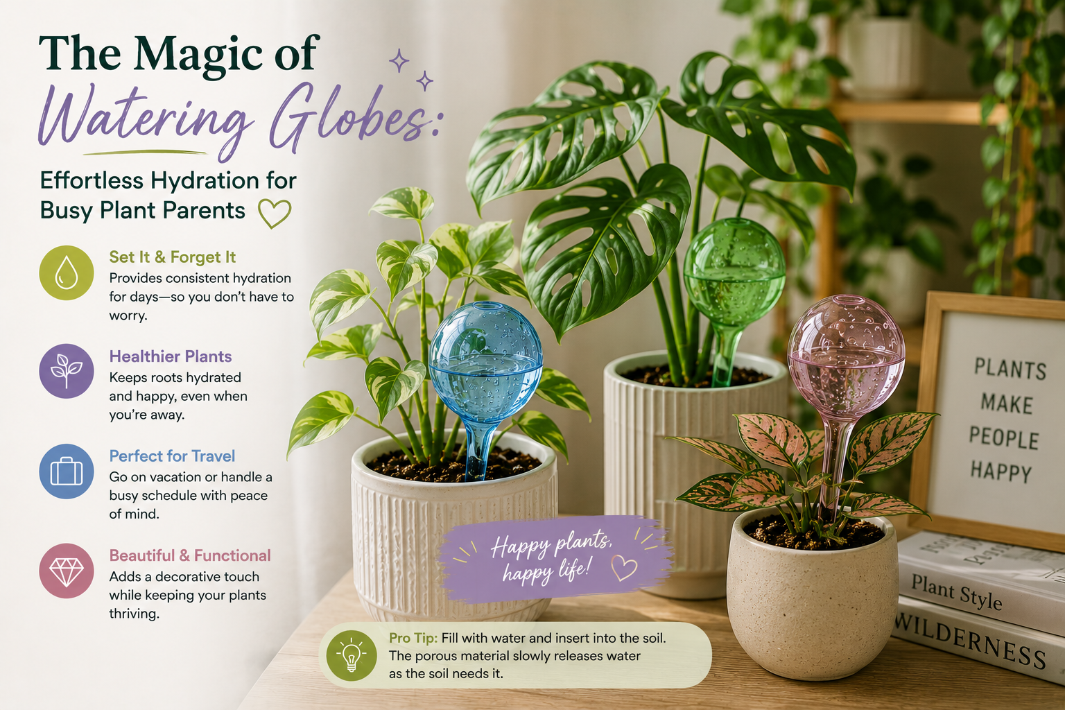 The Magic of Watering Globes: Effortless Hydration for Busy Plant Parents 🔮