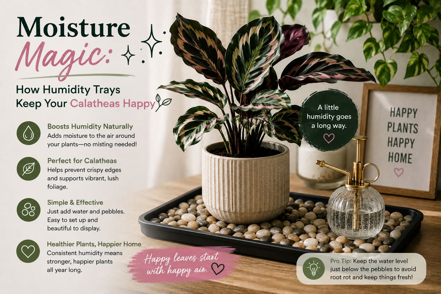 Moisture Magic: How Humidity Trays Keep Your Calatheas Happy 🪨