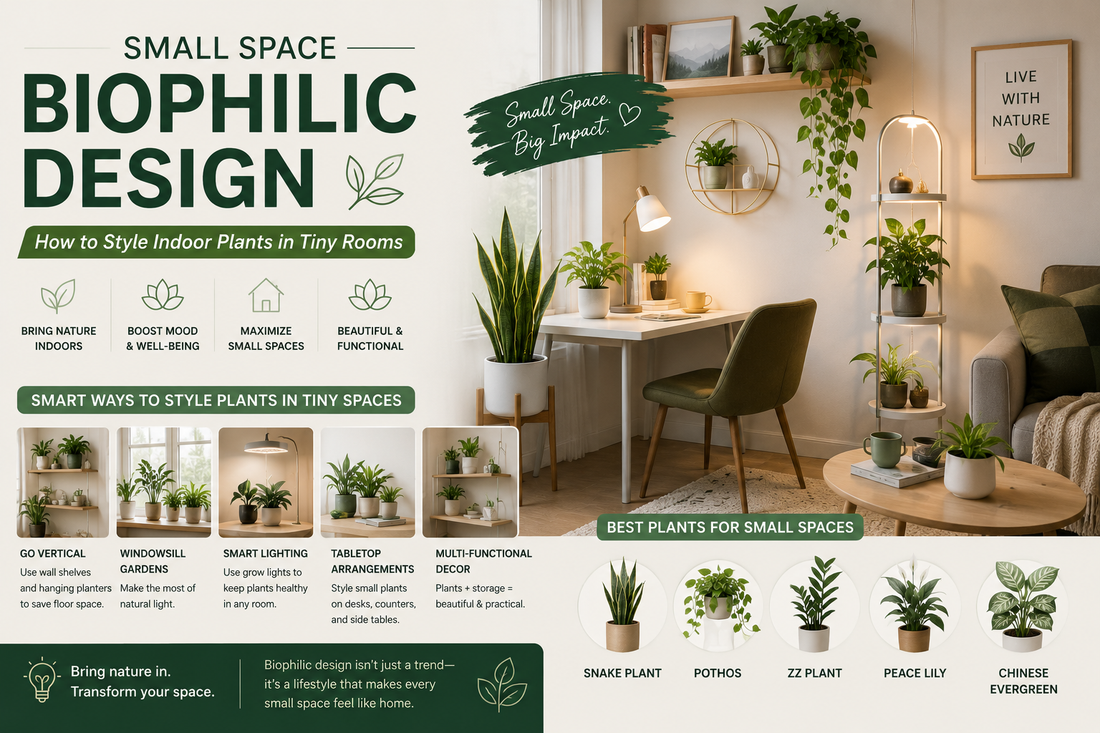 Small Space Biophilic Design: How to Style Indoor Plants in Tiny Rooms 📐