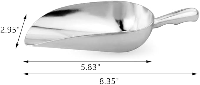 HORNO Pack of 2 Silver Cast Aluminum Shovel Scoops，Ideal for Ice Cube, Coffee Bean, Food, Candy, Flour, Dry Goods,Spice（12oz）