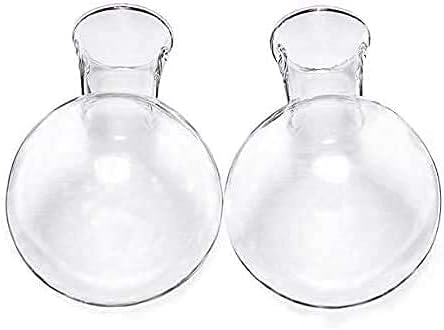 Kingbuy Bulb Glass Vase with Side-Hole (Hole to Hole Opening Dia.: 1.18 in) for Replacement Planter Terrarium with Wooden Stand Accessories Desktop Hydroponics Water Plant Propagation Station, 2 Pack