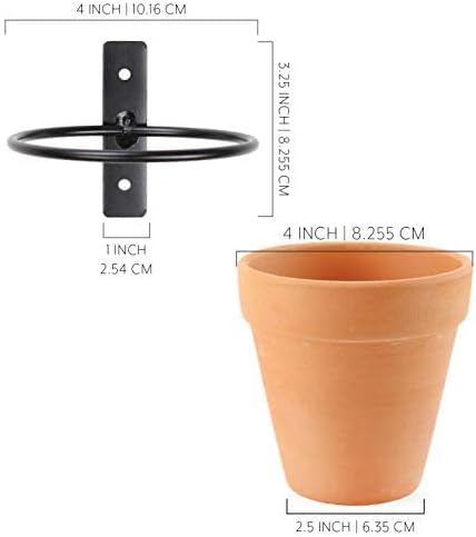 Darware Metal Wall Ring Planters with Pots (4-Pack, 8-Piece Set); Wall Mounted Clay Pots with Holders for Plants and Flowers
