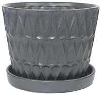 Garden & Home Matte Grey 8 inch Indoor Ceramic Planter with an Attached Saucer and Drainage Hole. Perfect Plant Pot for All House Plants, Herbs, and Flowers