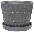 Garden & Home Matte Grey 8 inch Indoor Ceramic Planter with an Attached Saucer and Drainage Hole. Perfect Plant Pot for All House Plants, Herbs, and Flowers