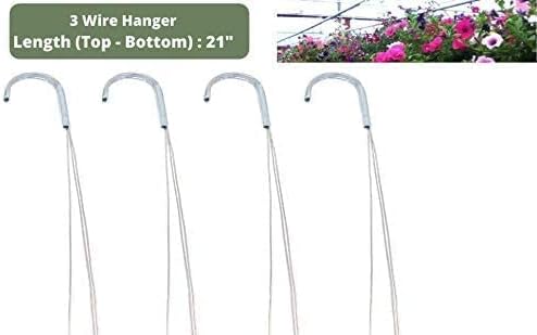 4 Pack 21" 3 Strong Wire Steel Hook Hanger, Gardening Indoor Outdoor Patio Hanging Basket Use (4Pack 21" - 3 Wire)