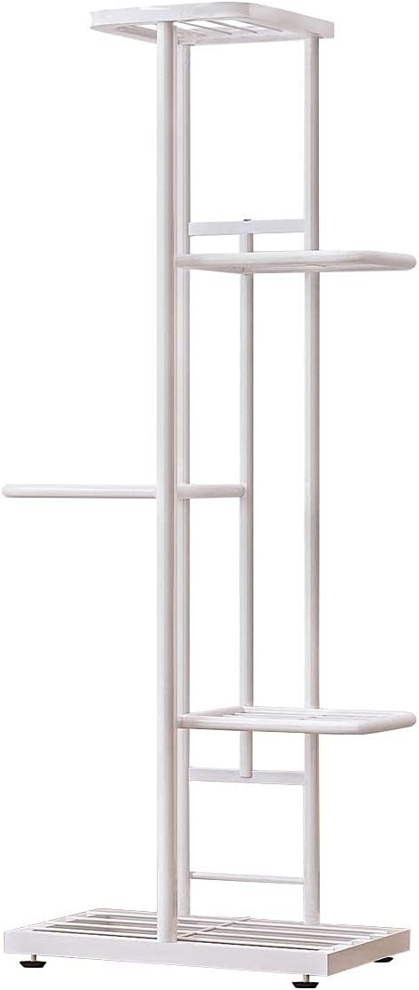 MTB Garden 5 Tier Metal Plant Stand for Indoor Outdoor Flower Pot Display Planter Shelf, White