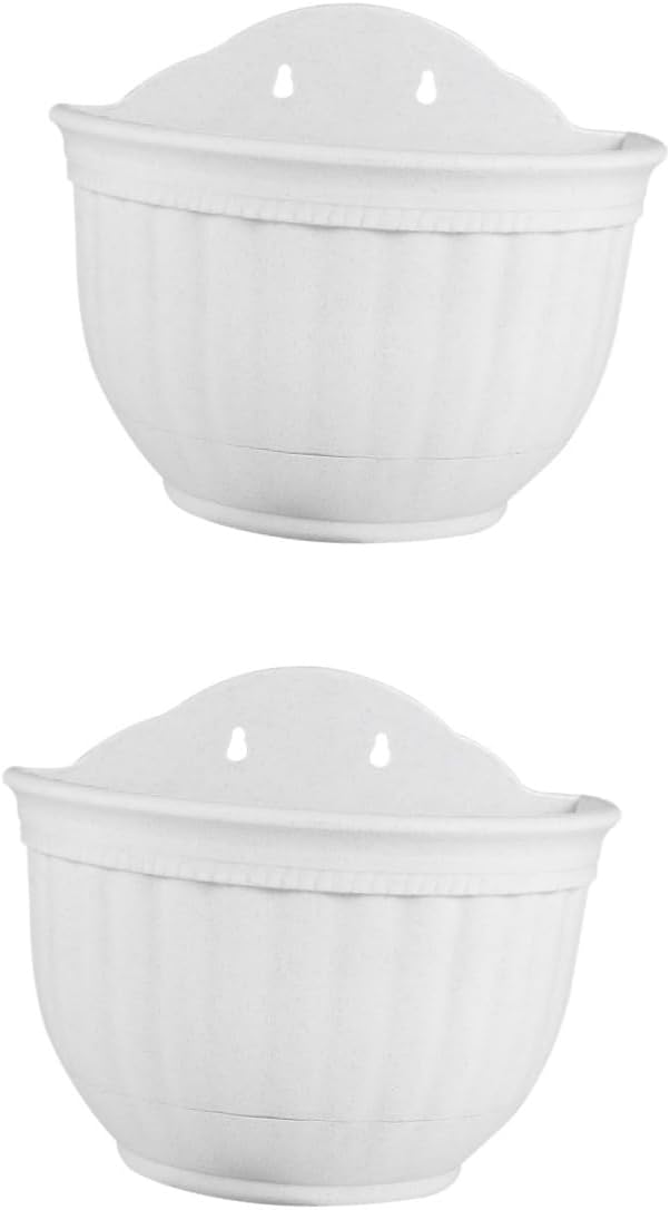 POPETPOP 2pcs Wall Mounted Half Hanging Flower Pot Elegant Planter Drainage Space-Saving Design for Desktop Kitchen Balcony Garden Decor