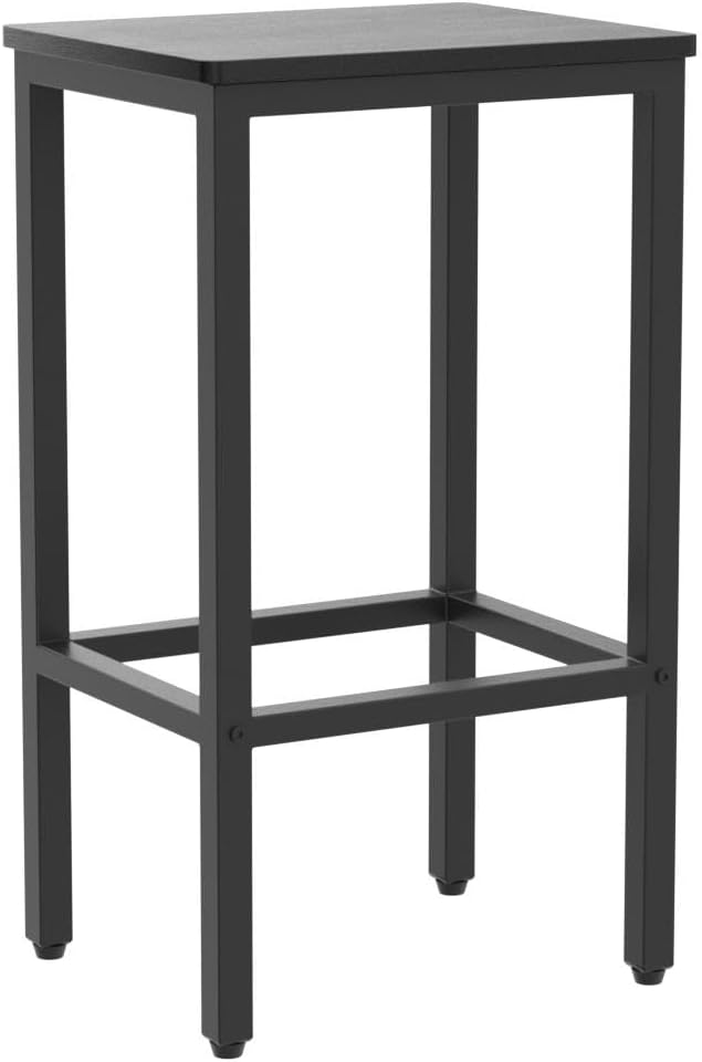 MAHANCRIS Bar Stools, Set of 2 Bar Chairs with Footrest, 2-Piece Dining Stools, 25.8-Inch Height, Rectangular Industrial Bar Stools, Strong Metal Frame, for Dining Room, Kitchen, Black BAHB0101