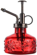 Vintage Plant Mister Glass Plant Mister – Decorative Embossed Design for Elegant houseplant Care – Perfect for Home, Office, Balcony Gardeners and Succulent Lovers (Red)