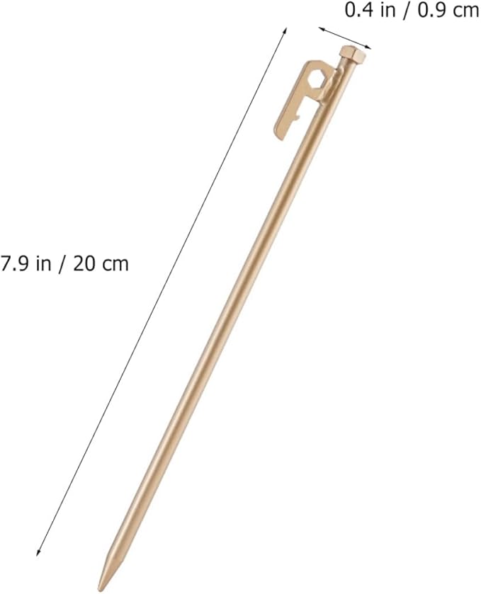 4pcs Stainless Steel Tent Stakes with Brass Nut, Heavy-Duty Non-Rust Ground Pegs for Family Camping and Outdoor Tents
