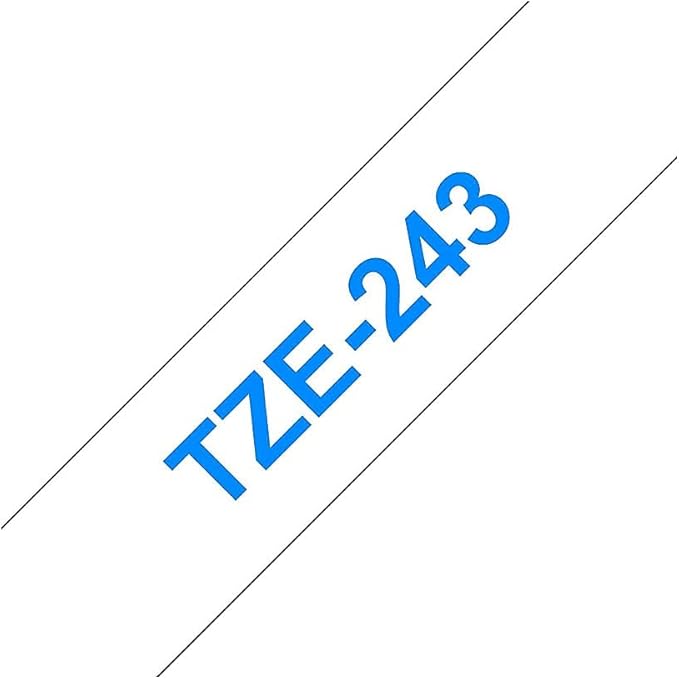 Brother Genuine P-Touch TZE-243 Tape, 3/4" (0.7 mm) Standard Laminated P-Touch Tape, Blue on White, Laminated for Indoor or Outdoor Use, Water-Resistant, 26.2 ft (8 m), Single-Pack