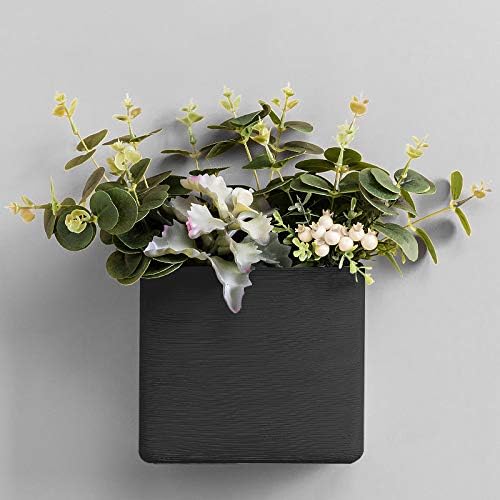 Resin Planters Geometric Wall Planters Indoor Plant Pots Colorful Wall-Mounted Flower Pots Vertical Plant Container Air Plant Holder Wall Vase for Cactus Succulents Herbs and More … (3 Black)