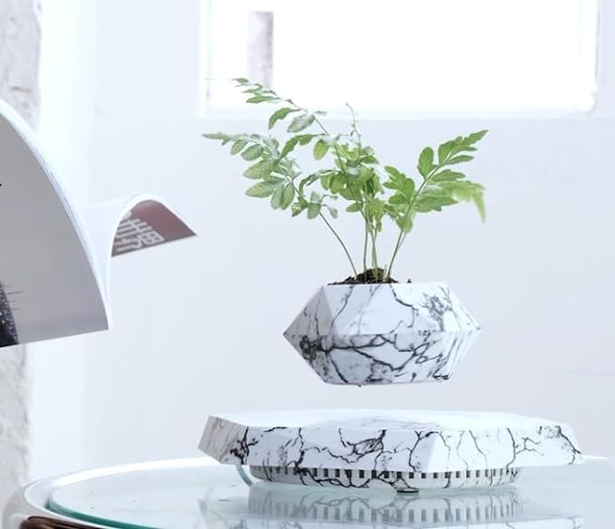 Floating Plant Pot,Planting Flower pots,Levitating Plant Pot,Magnetic levitation,Floating Plant,Hanging Flower pots,Suspendded Flowerpot,Hanging planters (Imitation Marble Pattern)