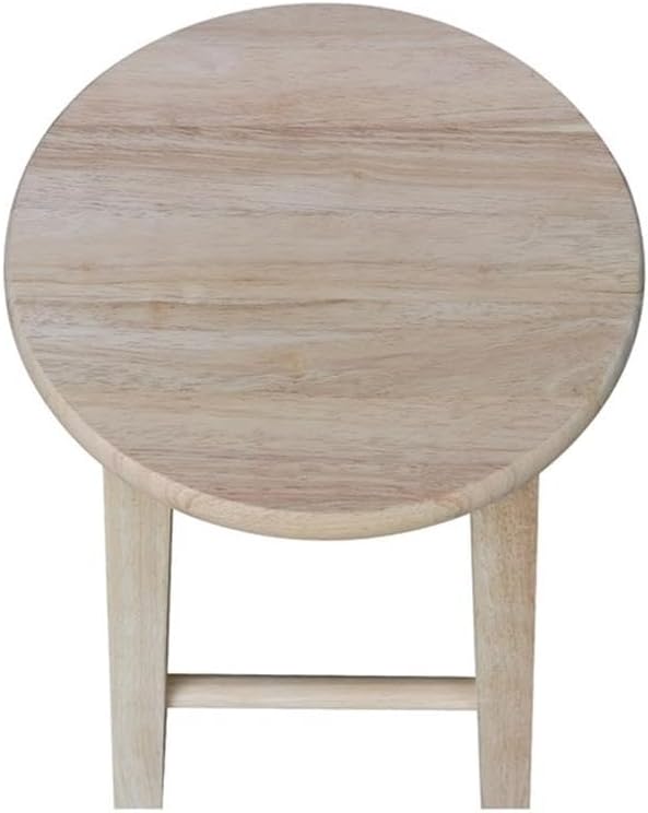 International Concepts Round Top Stool, 18-Inch Seat Height, Solid Parawood, Unfinished