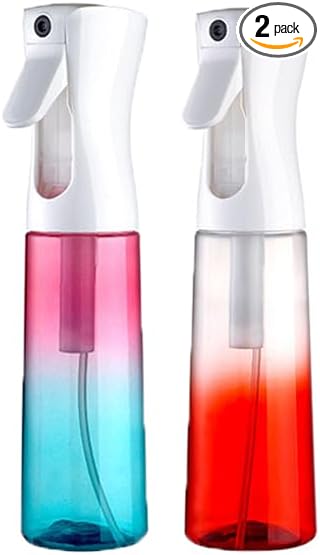 (2 Packs) Hair Spray Bottles, Continuous Water Mister Spray Bottle Empty for Hairstyling, Skin Care, Cleaning and Plant Spraying, 300ml/ 10 Oz (RED+BLUE)