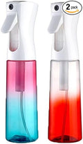 (2 Packs) Hair Spray Bottles, Continuous Water Mister Spray Bottle Empty for Hairstyling, Skin Care, Cleaning and Plant Spraying, 300ml/ 10 Oz (RED+BLUE)