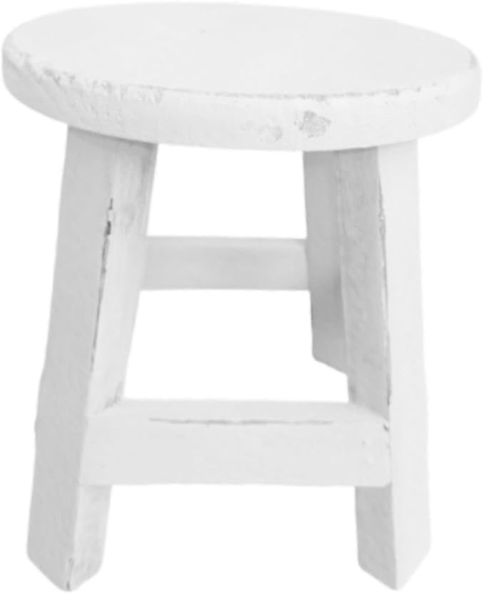 Wooden Stool Plant Stand Flowerpot Rack Round Rustic Small Display Stand Flower Shelf for Garden Office Table Home Decoration, White