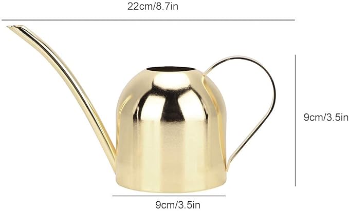 Watering Can for Indoor Outdoor Plants, Stainless Steel Long Spout Watering Cans for House Plants Long Spout Water Can for Succulent Bonsai Garden Flower, 17oz/500ml (Gold)