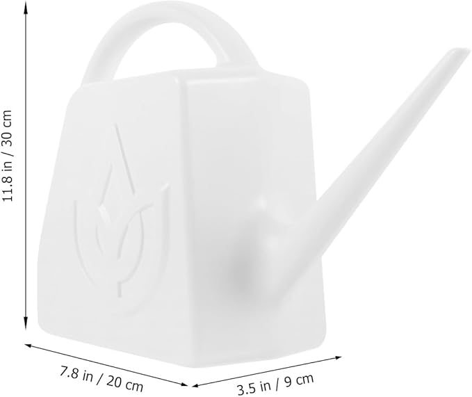 FENICAL Large 2l Watering Can for Outdoor Plants with Long Spout, White Plastic Plant Waterer for Garden and Patio Use