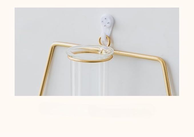 2 Pack Nordic Wall Vase Hanging Geometric Gold Flower Vase Wall Mount Metal Frame Vases Hydroponic Glass Bud Vase Decor for Home Wedding Farmhouse