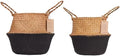 Plant Baskets – Seagrass Planters for Indoor Faux Olive Tree, Woven Wicker Rattan Pot for Boho Decor 9-10 Inch (Black Bottom, Twin Pack)