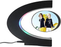 Magnetic Levitating Floating Photo Frame with Colourful LED Light Rotating Levitation Picture Frame Display for Room Decor, Creative Gifts (C-Shaped)