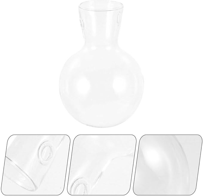 Milisten Hydroponic Glass Planter Vase Accessories with Wooden Stand Clear Borosilicate Glass Indoor Plant Pot Decor 3.94X2.75X2.75In Table Centerpiece Flowerpot