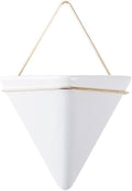 White,M,Wall Planters for Indoor Plants, Geometric Hanging Flower Vase Vessel with Metal Hanger, Creative Wall-Mounted Ceramic Planter