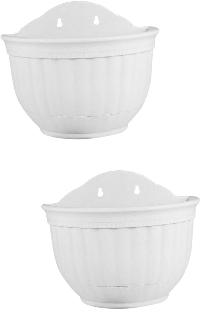 POPETPOP 2pcs Flower Pot Rack Wall Mounted Plant Pot Half Circle Hanging Flower Holder White Hanging Planter