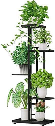 MTB Garden 5 Tier Metal Plant Stand for Indoor Outdoor Flower Pot Display Planter Shelf, Charcoal Grey