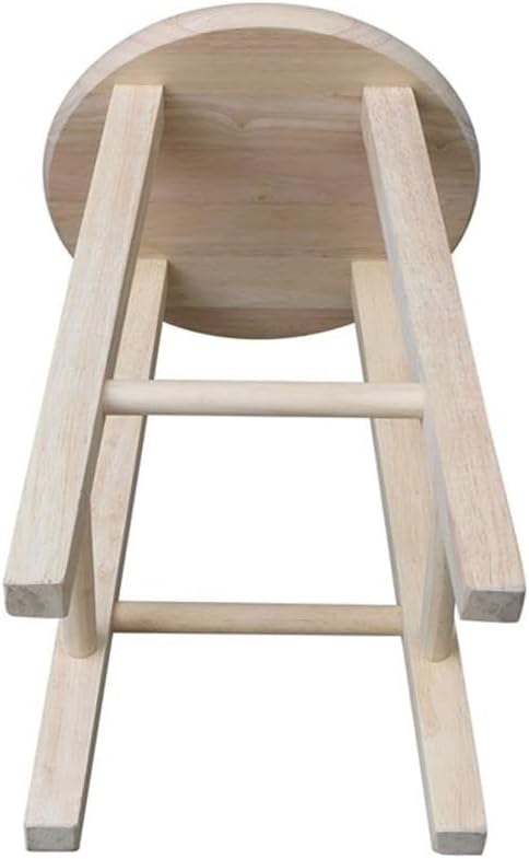 International Concepts Round Top Stool, 18-Inch Seat Height, Solid Parawood, Unfinished