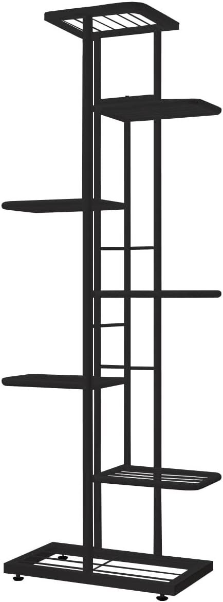 MTB Garden 7 Tier Metal Plant Stand for Indoor Outdoor Flower Pot Display Planter Shelf, Charcoal Grey