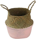 1pc Handmade Bamboo Storage Baskets Nordic Foldable Laundry Straw Wicker Rattan Seagrass Belly Garden Flower Pot Planter Basket