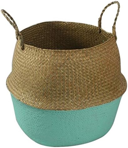 1pc Handmade Bamboo Storage Baskets Nordic Foldable Laundry Straw Wicker Rattan Seagrass Belly Garden Flower Pot Planter Basket