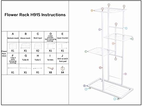 MTB Garden 4 Tier Metal Plant Stand for Indoor Outdoor Flower Pot Display Planter Shelf, Charcoal Grey