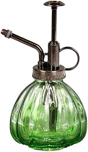 Mr. Glass Water Plant Spray Bottle 6.3 Inch Tall Round Retro Style Pumpkin Shape Moisturizing Atomizer for Plant Fine Mist Cleaning Solution Hairdressing Sprayer Houseplant Red (Green)