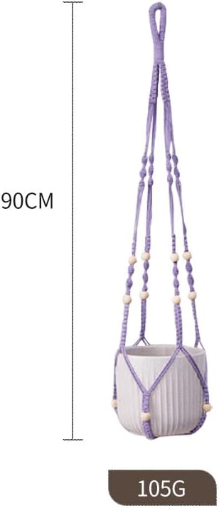 2 Pack Purple Macrame Plant Hangers, 35-Inch Cotton Rope Hanging Planters with Wooden Beads, Handmade Woven Plant Holders for Boho Modern Home Decor, Indoor & Outdoor Use