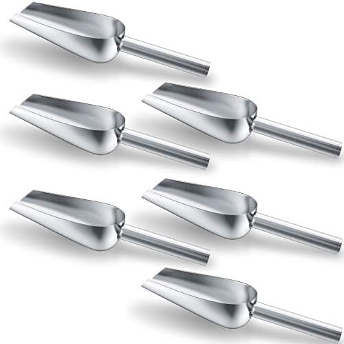 Mudder 6 Pack 6 Ounce Small Stainless Steel Ice Scoop Metal Mini Candy Little Sugar Cream Scoop for Home Kitchen Food Jars Coffee Beans Bar Buffet