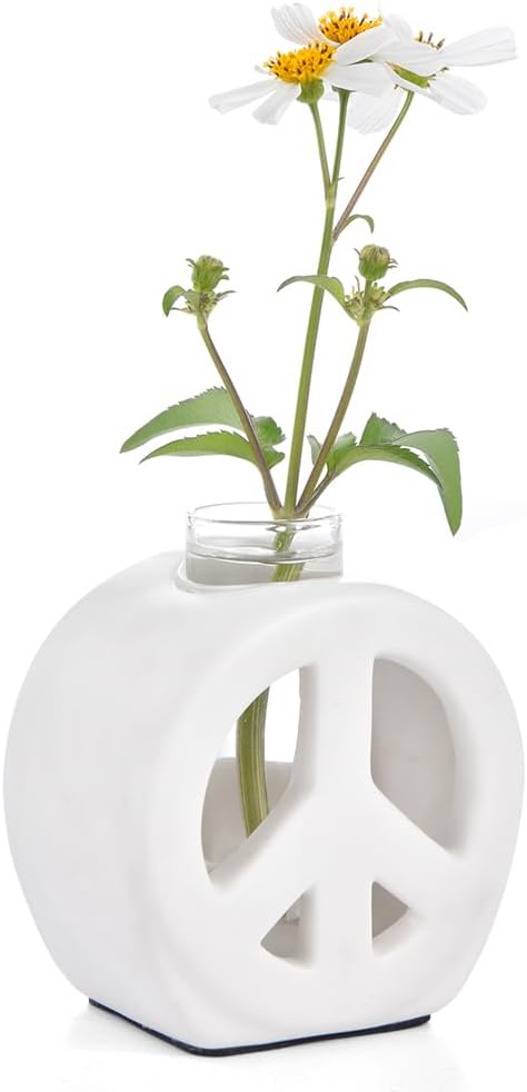 Propagation Vase, 2-in-1 Small Flower Vase and Aromatherapy Diffuser, Handcrafted Ceramic with Clear Glass Root Observation Tubes, Modern Desktop Centerpiece for Plant Lovers