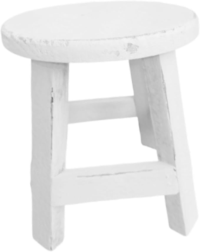 MYCENSE Wooden Stool Plant Stand for Indoor & Outdoor, Sturdy Flower Pot Stands Plants Shelf Potted Rack, Round Footstool, Decoration Racks for Home Office Garden Patio, A White 16.5x18cm