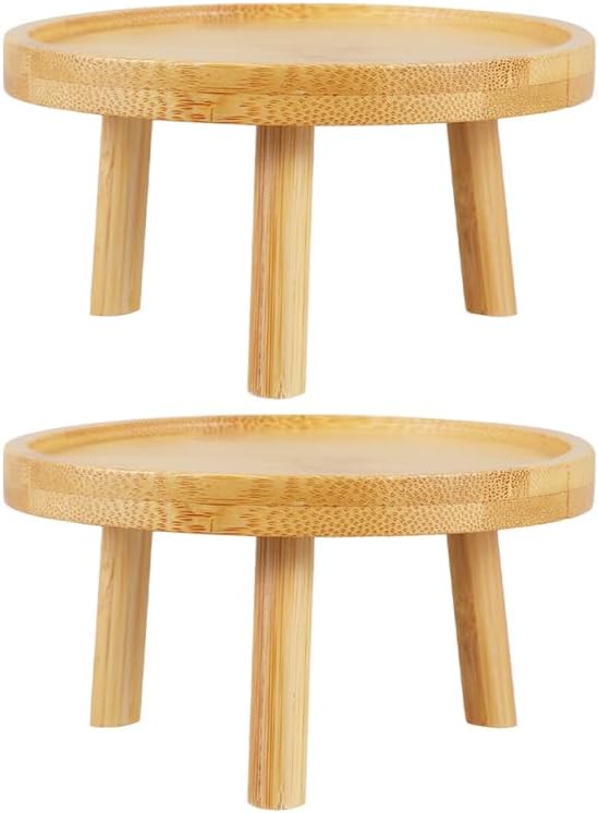 UPKOCH 2PCS Small Wooden Plant Stand Indoor Riser, Mid Modern Short Stool, Mini Wood Pedestal Base for Tabletop Corner Planter Desk Countertop