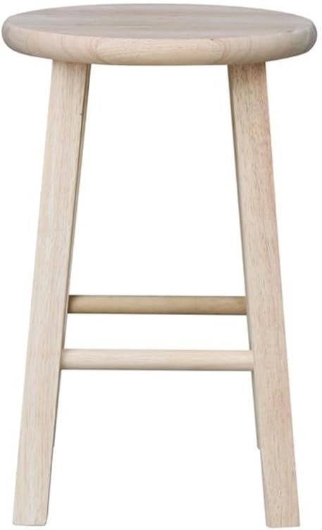 International Concepts Round Top Stool, 18-Inch Seat Height, Solid Parawood, Unfinished
