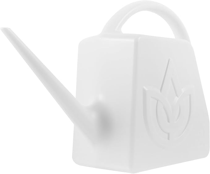 FENICAL Large 2l Watering Can for Outdoor Plants with Long Spout, White Plastic Plant Waterer for Garden and Patio Use
