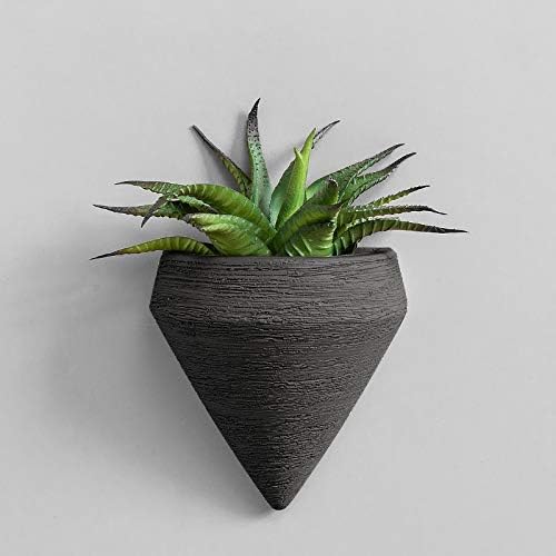 Resin Planters Geometric Wall Planters Indoor Plant Pots Colorful Wall-Mounted Flower Pots Vertical Plant Container Air Plant Holder Wall Vase for Cactus Succulents Herbs and More … (3 Black)