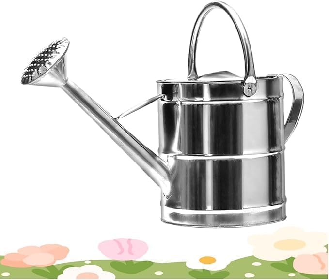 3 Gallon Metal Watering Can, Plants Stainless Steel Watering Pot with Long Spray Spout, Indoor Watering Can, Easy-Pour Flower Cans Outdoor Garden Large Capacity Ergonomic Handle, for Outdoors (8L)