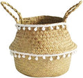 1pc Handmade Bamboo Storage Baskets Nordic Foldable Laundry Straw Wicker Rattan Seagrass Belly Garden Flower Pot Planter Basket