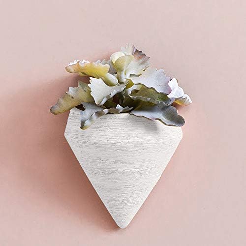 Resin Planters Geometric Wall Planters Indoor Plant Pots Colorful Wall-mounted Flower Pots Vertical Plant Container Air Plant Holder Wall Vase for Cactus Succulents Herbs and More … (3 White)