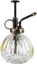 Mr. Plant Glass Water Spray Bottle 6.3 Inch High Round Retro Style Pumpkin Shape Moisturizing Atomizer Plant Fine Mist Cleaning Solution Hairdressing Spray Houseplant (Transparent)